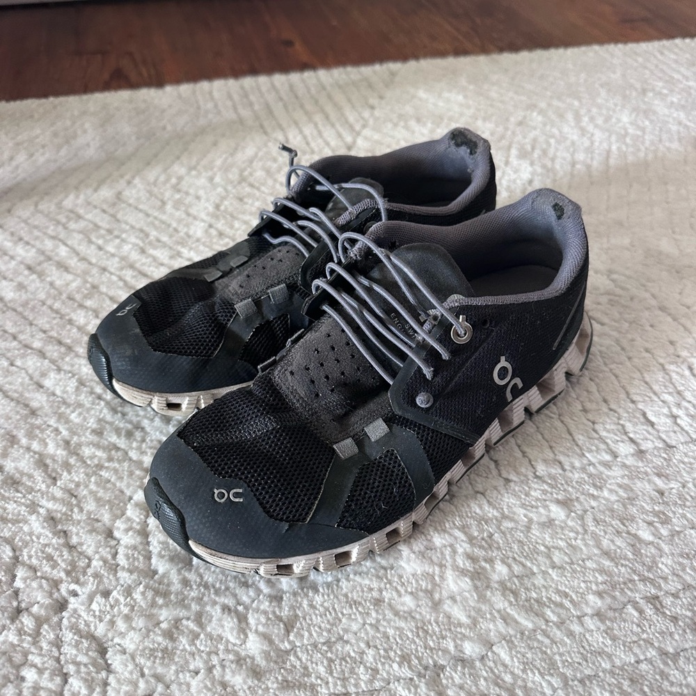 On Running Charcoal and White Sneakers
